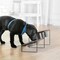 4 Bowl Large Capacity Elevated Dog Bowl Stand, Rustic Wood Grain Tilt Raised Stainless Steel Pet Feeding Dishes